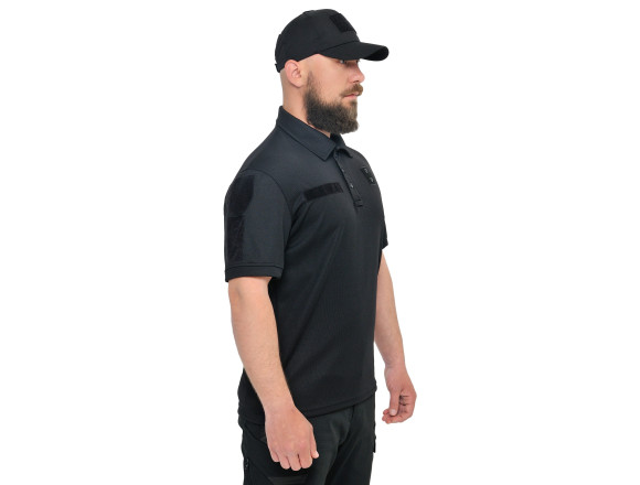 Тактичне поло CoolMax Black Velcro чорне - WinTac 3
