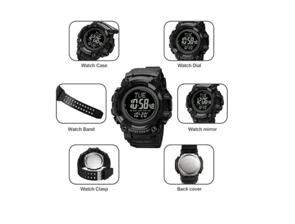 Тактичний годинник Skmei 2037BK, BLACK, Compass 3