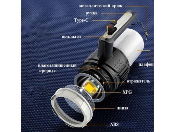 Ліхтар переносний CH-22031-XPG+LED(White+Yellow), Li-Ion аккум 2