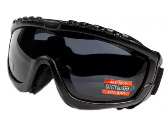 Окуляри захисні з ущільнювачем Global Vision Ballistech-1 (smoke) Anti-Fog, чорні