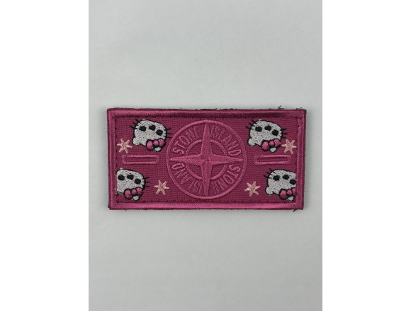 Нашивка Кітті Stone Island, рожевий, 6,5*5см, на липучці
