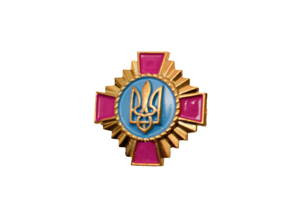 Хрест на аксельбант малиновий